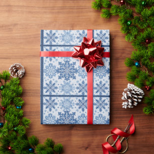 Papel De Presente Padrão Intricado de Floco de Neve