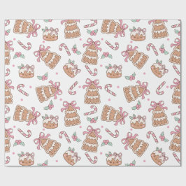 Papel De Presente Padrão Invisível de Biscoito de Natal rosa