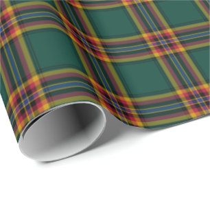 Papel De Presente Padrão Irlandês de Xadrez de Moran Clan Tartan