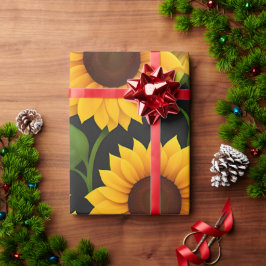 Papel De Presente Padrão Isométrico da Fazenda de girassol 3D