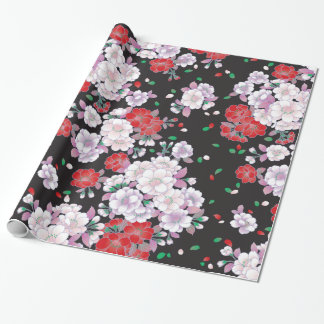 Papel De Presente Padrão Japonês Rosa Red Sakura Fine Vintage