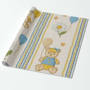 Papel De Presente Padrão Jardim de Margaridas do Ursinho (10)