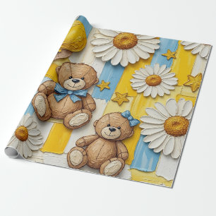 Papel De Presente Padrão Jardim de Margaridas do Ursinho (11)