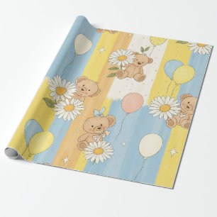 Papel De Presente Padrão Jardim de Margaridas do Ursinho (12)