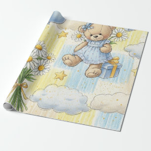 Papel De Presente Padrão Jardim de Margaridas do Ursinho (2)