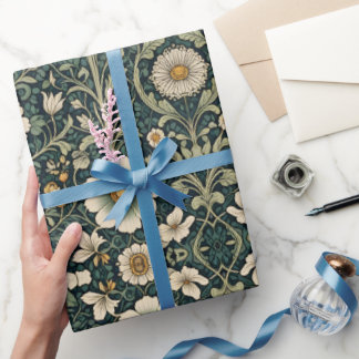 Papel De Presente Padrão Jardim de Margaridas Vintage
