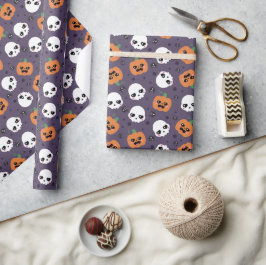 Papel De Presente Padrão Kawaii de Halloween