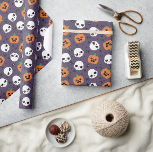 Papel De Presente Padrão Kawaii de Halloween