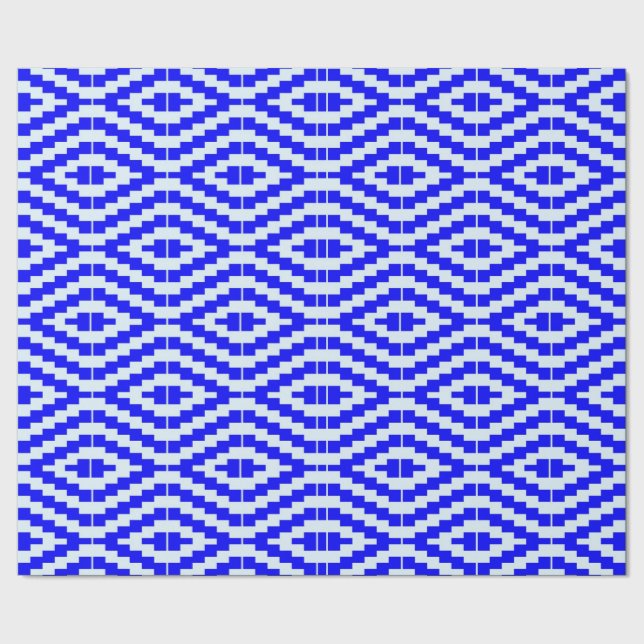 Papel De Presente Padrão Kente azul e branco colorido (Barra)