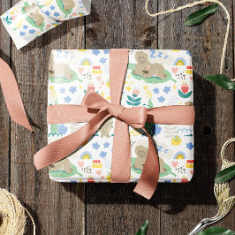 Papel De Presente Padrão Koala bonito com nome de garotinha a rosa