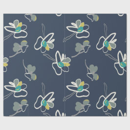 Papel De Presente Padrão legal azul-Primavera-Floral