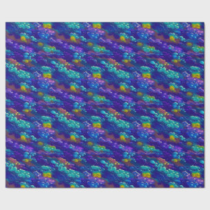 Papel De Presente Padrão legal de Nuvem Azul Roxo e Cósmica