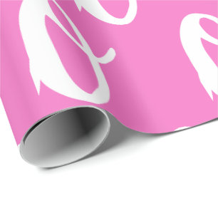 Papel De Presente Padrão legal rosa e divertido branco