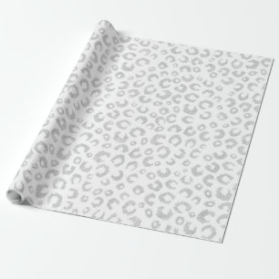 Papel De Presente Padrão-Leopardo Elegante Silver Glitter