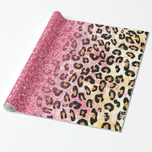 Papel De Presente Padrão Leopardo Glam Pink
