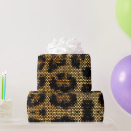 Papel De Presente Padrão-Leopardo Glittery Brown