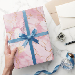 Papel De Presente Padrão líquido de cor rosa e mármore dourado