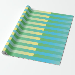 Papel De Presente Padrão Listrado Azul Amarelo Verde