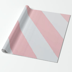 Papel De Presente Padrão Listrado de Branco e Rosa Elegante
