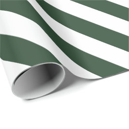 Papel De Presente Padrão Listrado de Caçador Elegante Verde e Branco