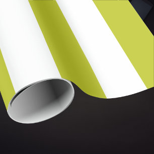 Papel De Presente Padrão Listrado de Chartreuse e Branco Elegante