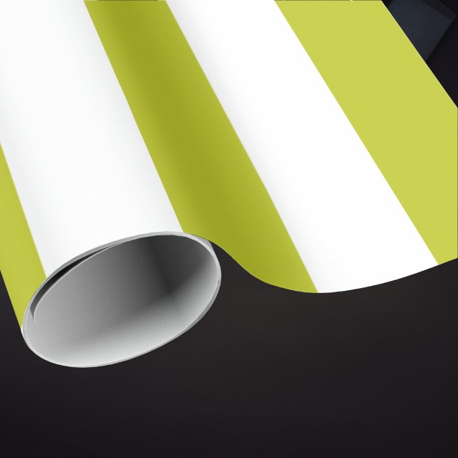 Papel De Presente Padrão Listrado de Chartreuse e Branco Elegante (Criador carregado)
