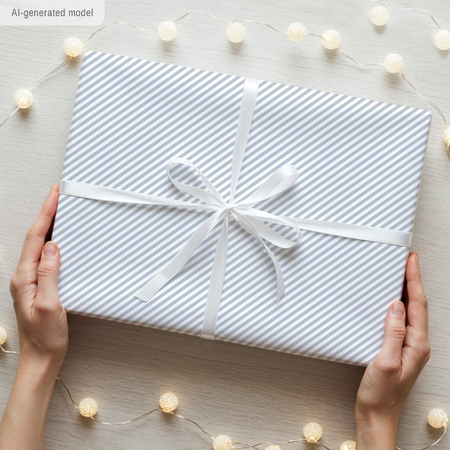 Papel De Presente Padrão Listrado Fino e Elegante Cinza Branco (Criador carregado)