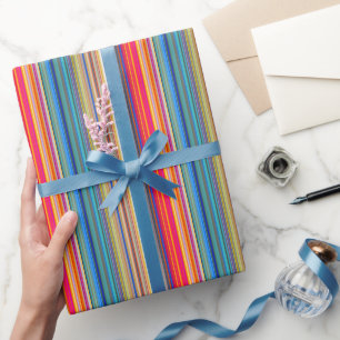 Papel De Presente Padrão Listrado Multicolorido