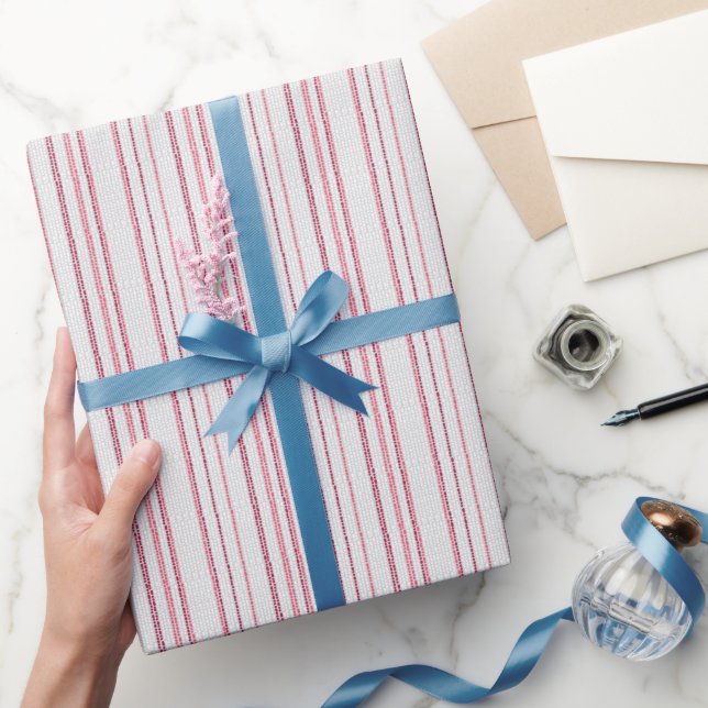 Papel De Presente Padrão listrado pontilhado. (Presentear)
