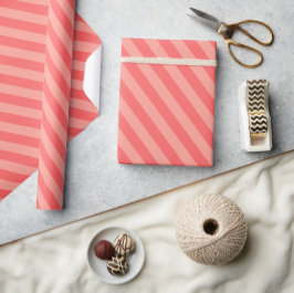Papel De Presente Padrão Listrado Rosa Morango Elegante