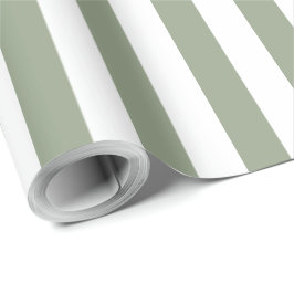 Papel De Presente Padrão Listrado Simples de Verde e Branco Sage