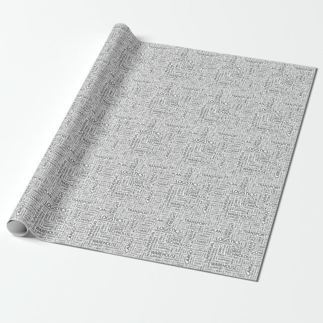 Papel De Presente Padrão LOGÍSTICO com palavras (Desenrolado)