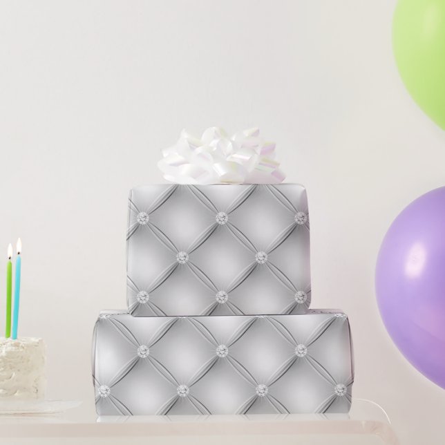 Papel De Presente Padrão Luxuoso de Diamante Branco Tuftado (Presentes para festas)