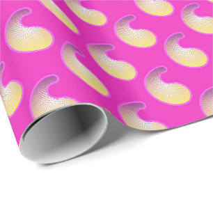 Papel De Presente Padrão magenta e dourado paisley