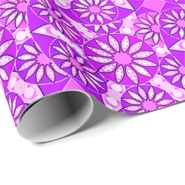 Papel De Presente Padrão mandala, violeta, orquídea e rosa (Ponta do rolo)