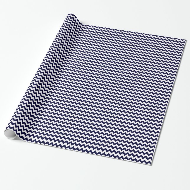 Papel De Presente Padrão marinho Blue Chevron Zig-Zag (Desenrolado)