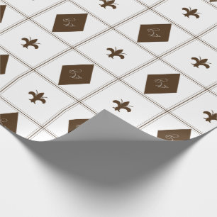 Papel De Presente Padrão Marrom e Diamante Branco legante