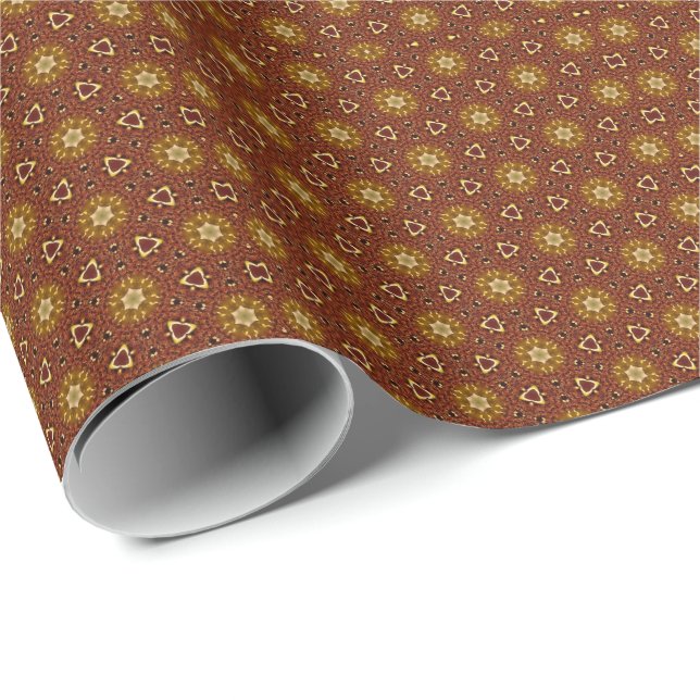 Papel De Presente Padrão Masala Amarelo Marrom Apimentado (Ponta do rolo)