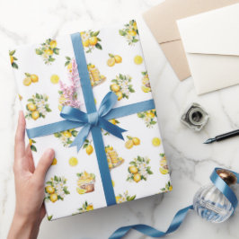 Papel De Presente Padrão mediterrânico de limão de Verão