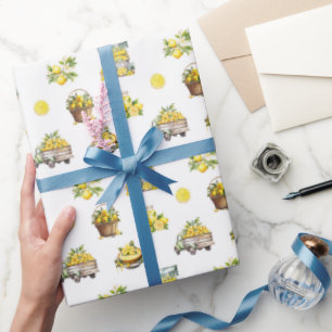 Papel De Presente Padrão mediterrânico de limão de Verão