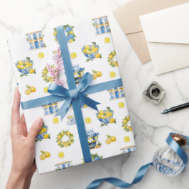 Papel De Presente Padrão mediterrânico de limão de Verão