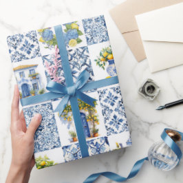 Papel De Presente Padrão mediterrânico de limão de Verão