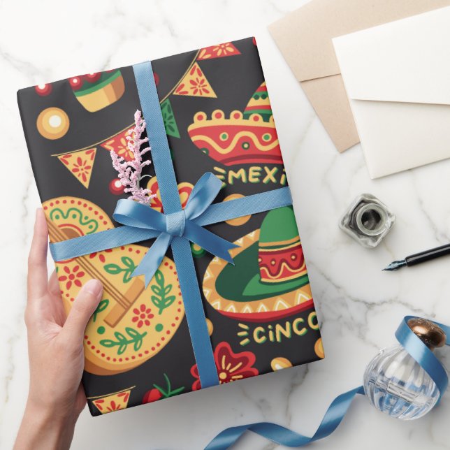 Papel De Presente Padrão Mexicano Cinco De Mayo (Presentear)