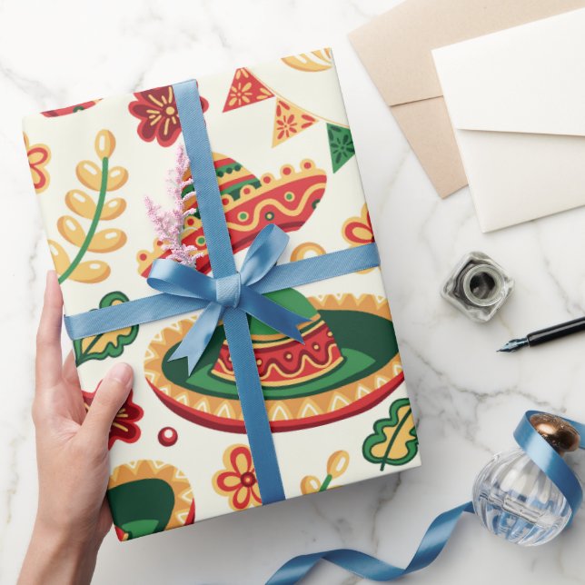 Papel De Presente Padrão Mexicano Cinco De Mayo (Presentear)