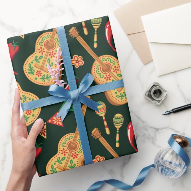 Papel De Presente Padrão Mexicano Cinco De Mayo (Presentear)