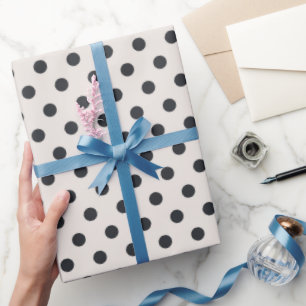 Papel De Presente Padrão Minimalista Bege e Preto