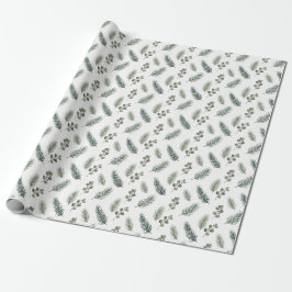 Papel De Presente Padrão Minimalista de Pinheiro de Natal, Estilo Es