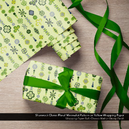 Papel De Presente Padrão Minimalista Floral de Shamrock Clover