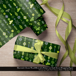 Papel De Presente Padrão Minimalista Floral de Shamrock Clover