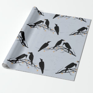 Papel De Presente Padrão Minimalista Moderno de Black Ravens